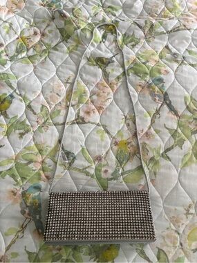 Vintage Rhinestone Evening Shoulder Bag Silver Clutch Homecoming Glam Y2K Purse
